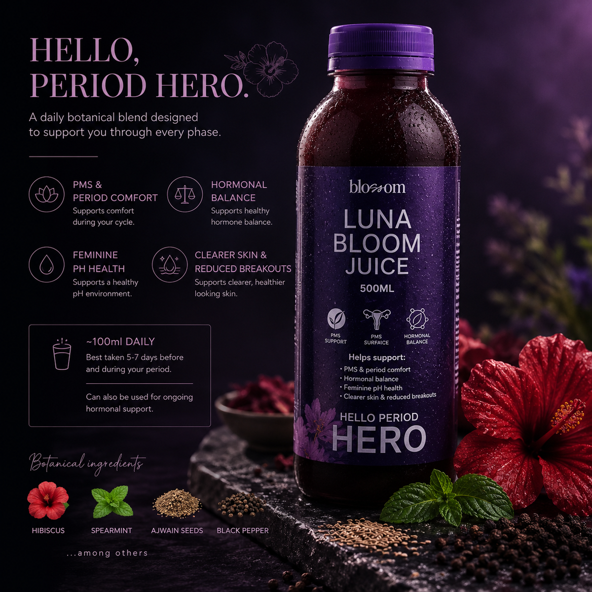 Luna Bloom Juice - Hello Period Hero